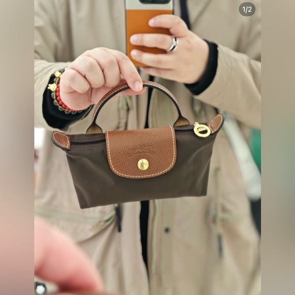 Longchamp Handbags - Longchamp‎ Le Pliage mini make-up bag coffee brown color